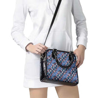 Polynesian Monstera Tiare Floral Shoulder Handbag Royal Blue Tropical Plaid LT01 - Polynesian Pride