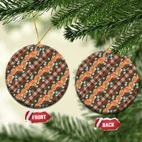 Polynesian Monstera Tiare Floral Ceramic Ornament Chocolate Brown Tropical Plaid - Polynesian Pride