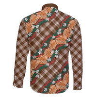 Polynesian Monstera Tiare Floral Family Matching Tank Maxi Dress and Hawaiian Shirt Chocolate Brown Tropical Plaid - Polynesian Pride
