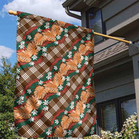 Polynesian Monstera Tiare Floral Garden Flag Chocolate Brown Tropical Plaid LT01 - Polynesian Pride
