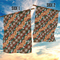 Polynesian Monstera Tiare Floral Garden Flag Chocolate Brown Tropical Plaid LT01 - Polynesian Pride