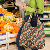 Polynesian Monstera Tiare Floral Grocery Bag Chocolate Brown Tropical Plaid LT01 - Polynesian Pride
