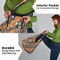 Polynesian Monstera Tiare Floral Grocery Bag Chocolate Brown Tropical Plaid LT01 - Polynesian Pride