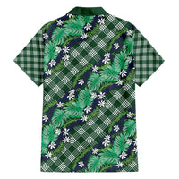 Polynesian Monstera Tiare Floral Family Matching Summer Maxi Dress and Hawaiian Shirt Forest Green Tropical Plaid - Polynesian Pride