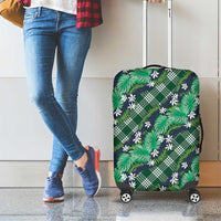 Polynesian Monstera Tiare Floral Luggage Cover Forest Green Tropical Plaid LT01 - Polynesian Pride