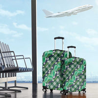 Polynesian Monstera Tiare Floral Luggage Cover Forest Green Tropical Plaid LT01 - Polynesian Pride