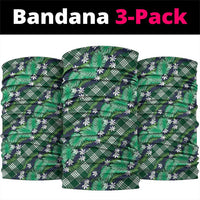 Polynesian Monstera Tiare Floral Neck Gaiter Forest Green Tropical Plaid LT01 package One Size: 25*50cm Green - Polynesian Pride