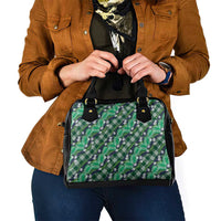 Polynesian Monstera Tiare Floral Shoulder Handbag Forest Green Tropical Plaid - Polynesian Pride