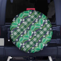 Polynesian Monstera Tiare Floral Spare Tire Cover Forest Green Tropical Plaid LT01 No hole Green - Polynesian Pride