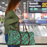 Polynesian Monstera Tiare Floral Travel Bag Forest Green Tropical Plaid - Polynesian Pride