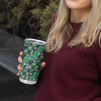 Polynesian Monstera Tiare Floral Tumbler Cup Forest Green Tropical Plaid - Polynesian Pride