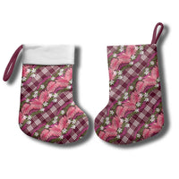 Polynesian Monstera Tiare Floral Christmas Stocking Fuchsia Tropical Plaid LT01 - Polynesian Pride