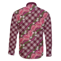 Polynesian Monstera Tiare Floral Family Matching Summer Maxi Dress and Hawaiian Shirt Fuchsia Tropical Plaid - Polynesian Pride
