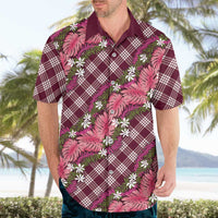 Polynesian Monstera Tiare Floral Hawaiian Shirt Fuchsia Tropical Plaid LT01 - Polynesian Pride