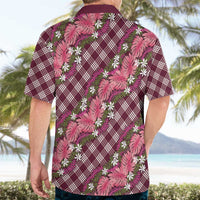 Polynesian Monstera Tiare Floral Hawaiian Shirt Fuchsia Tropical Plaid LT01 - Polynesian Pride