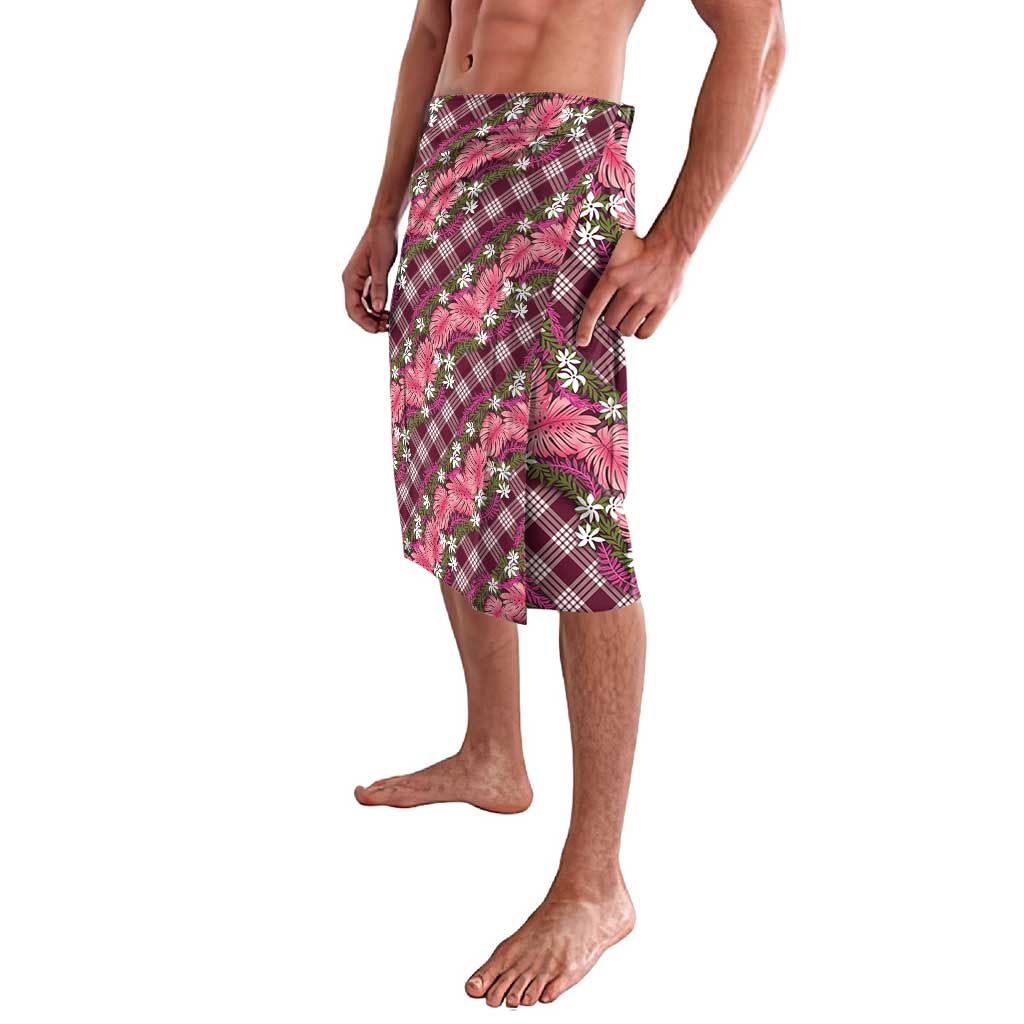 Polynesian Monstera Tiare Floral Lavalava Fuchsia Tropical Plaid - Polynesian Pride