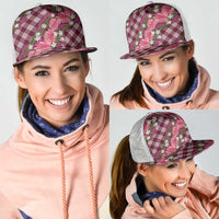 Polynesian Monstera Tiare Floral Mesh Trucker Cap Fuchsia Tropical Plaid LT01 - Polynesian Pride