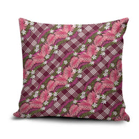 Polynesian Monstera Tiare Floral Pillow Cover Fuchsia Tropical Plaid LT01 Pink - Polynesian Pride
