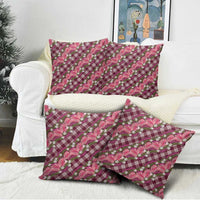 Polynesian Monstera Tiare Floral Pillow Cover Fuchsia Tropical Plaid LT01 - Polynesian Pride