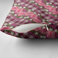 Polynesian Monstera Tiare Floral Pillow Cover Fuchsia Tropical Plaid LT01 - Polynesian Pride