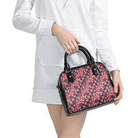 Polynesian Monstera Tiare Floral Shoulder Handbag Fuchsia Tropical Plaid - Polynesian Pride