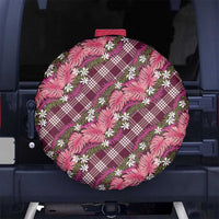 Polynesian Monstera Tiare Floral Spare Tire Cover Fuchsia Tropical Plaid LT01 No hole Pink - Polynesian Pride
