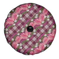 Polynesian Monstera Tiare Floral Spare Tire Cover Fuchsia Tropical Plaid LT01 - Polynesian Pride