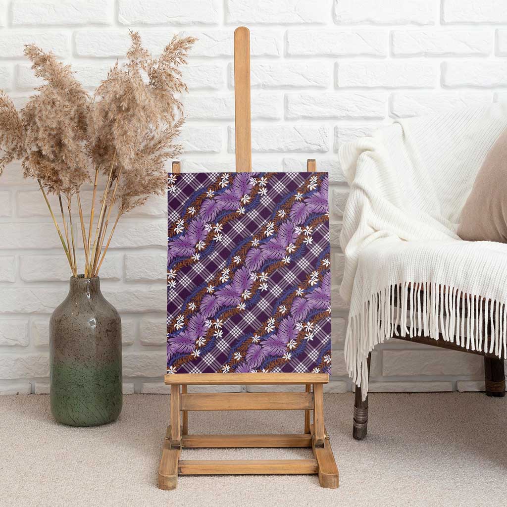 Polynesian Monstera Tiare Floral Canvas Wall Art Lavender Tropical Plaid - Polynesian Pride
