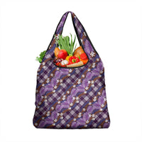 Polynesian Monstera Tiare Floral Grocery Bag Lavender Tropical Plaid LT01 1-pack One Size Purple - Polynesian Pride