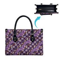 Polynesian Monstera Tiare Floral Leather Bag Lavender Tropical Plaid - Polynesian Pride