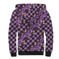Polynesian Monstera Tiare Floral Sherpa Hoodie Lavender Tropical Plaid LT01 - Polynesian Pride