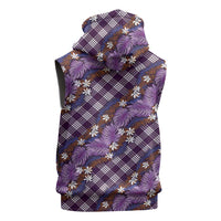 Polynesian Monstera Tiare Floral Sleeveless Hoodie Lavender Tropical Plaid LT01 - Polynesian Pride