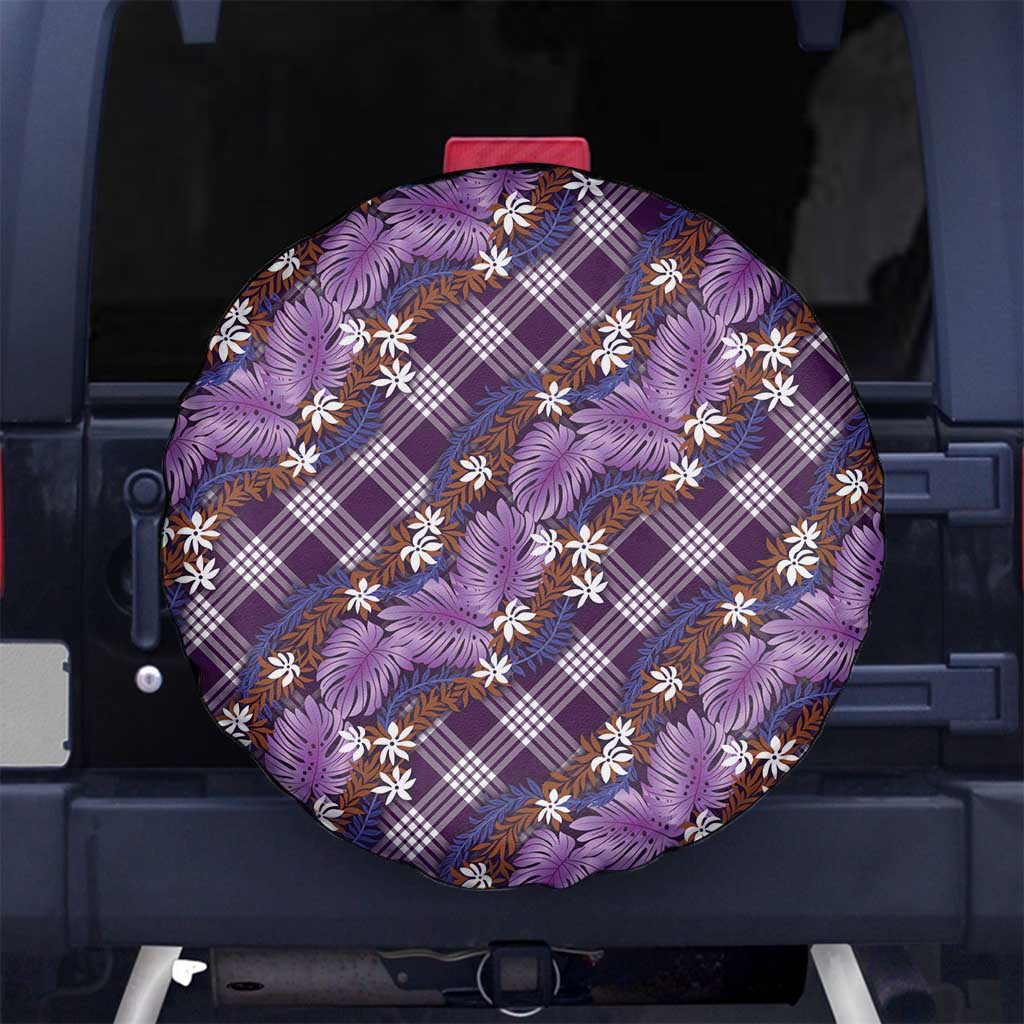 Polynesian Monstera Tiare Floral Spare Tire Cover Lavender Tropical Plaid LT01 No hole Purple - Polynesian Pride