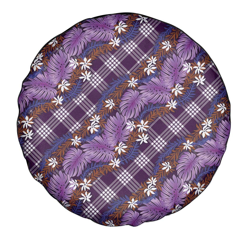 Polynesian Monstera Tiare Floral Spare Tire Cover Lavender Tropical Plaid LT01 - Polynesian Pride