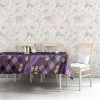 Polynesian Monstera Tiare Floral Tablecloth Lavender Tropical Plaid LT01 - Polynesian Pride