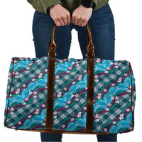 Polynesian Monstera Tiare Floral Travel Bag Dark Teal Tropical Plaid LT01 Teal - Polynesian Pride