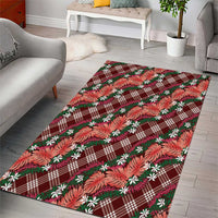 Polynesian Monstera Tiare Floral Area Rug Burgundy Tropical Plaid LT01 - Polynesian Pride