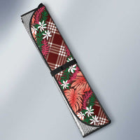 Polynesian Monstera Tiare Floral Auto Sun Shade Burgundy Tropical Plaid LT01 - Polynesian Pride