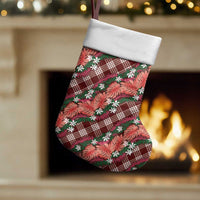 Polynesian Monstera Tiare Floral Christmas Stocking Burgundy Tropical Plaid LT01 Set of 2 Red - Polynesian Pride