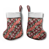 Polynesian Monstera Tiare Floral Christmas Stocking Burgundy Tropical Plaid LT01 - Polynesian Pride