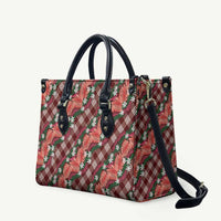 Polynesian Monstera Tiare Floral Leather Bag Burgundy Tropical Plaid LT01 Red - Polynesian Pride