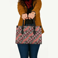 Polynesian Monstera Tiare Floral Leather Bag Burgundy Tropical Plaid LT01 - Polynesian Pride