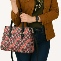 Polynesian Monstera Tiare Floral Leather Bag Burgundy Tropical Plaid LT01 - Polynesian Pride
