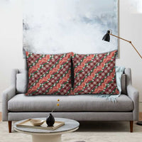 Polynesian Monstera Tiare Floral Pillow Cover Burgundy Tropical Plaid - Polynesian Pride
