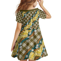 Polynesian Monstera Tiare Floral Family Matching Mermaid Dress and Hawaiian Shirt Yellow Tropical Plaid - Polynesian Pride