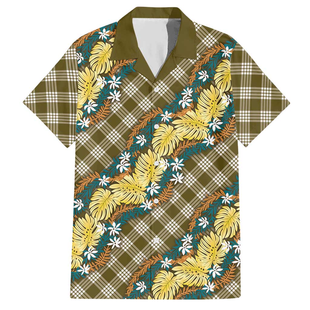 Polynesian Monstera Tiare Floral Hawaiian Shirt Yellow Tropical Plaid LT01 Yellow - Polynesian Pride
