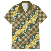Polynesian Monstera Tiare Floral Hawaiian Shirt Yellow Tropical Plaid LT01 Yellow - Polynesian Pride
