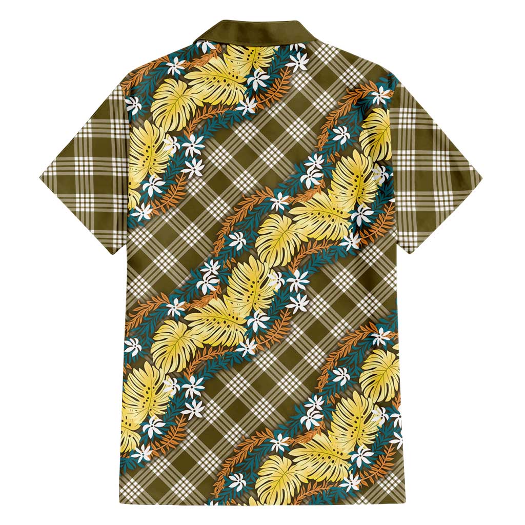 Polynesian Monstera Tiare Floral Hawaiian Shirt Yellow Tropical Plaid LT01 - Polynesian Pride