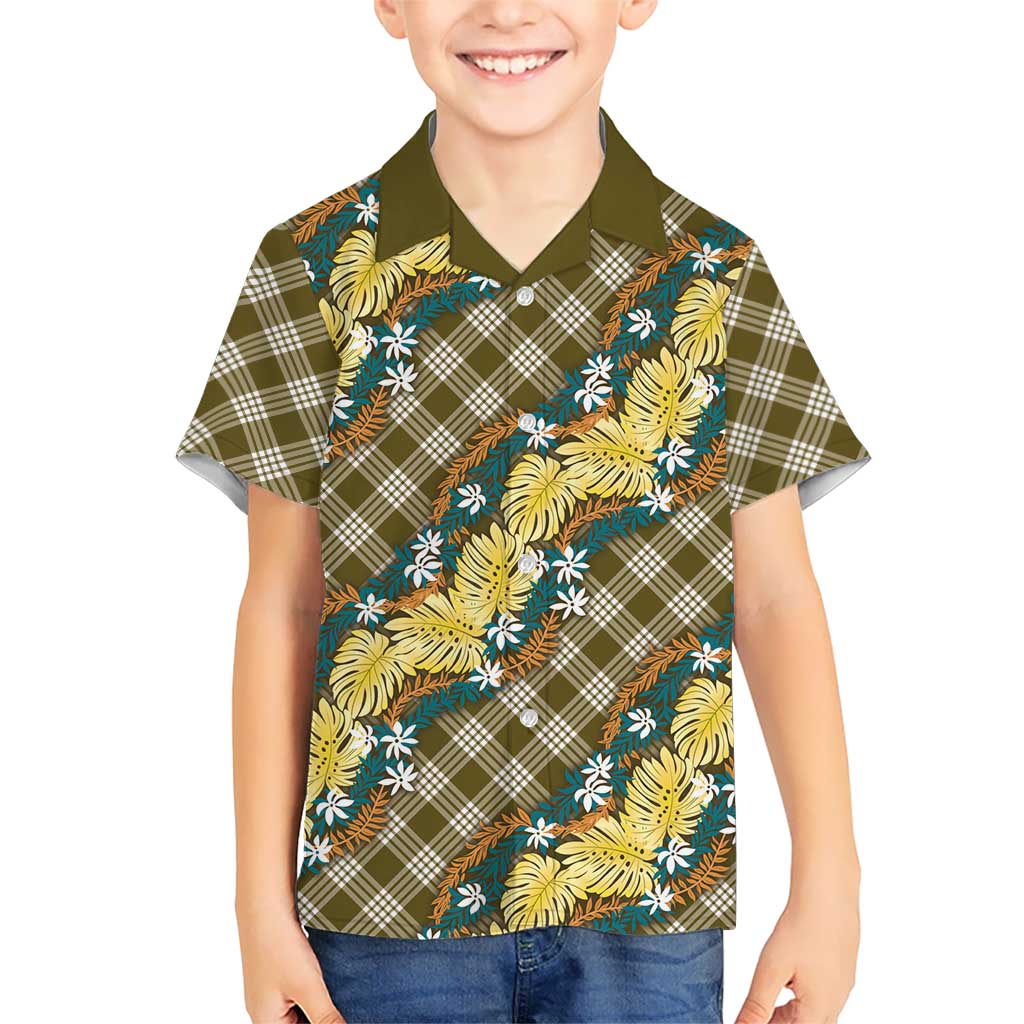 Polynesian Monstera Tiare Floral Hawaiian Shirt Yellow Tropical Plaid LT01 - Polynesian Pride