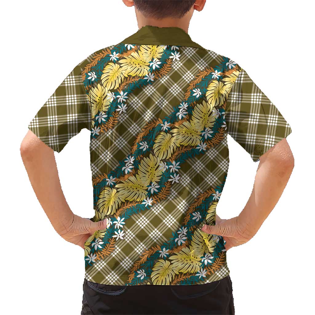 Polynesian Monstera Tiare Floral Hawaiian Shirt Yellow Tropical Plaid LT01 - Polynesian Pride